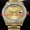 Luxury Men's Wrist Watches Day-Date II Presi 218238 18K Yellow Gold Baguettes Diamond 36mm Automatisk mekanisk rörelse Mens220m