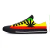 Shoes Reggae Rasta Leaf Weed Flag Rastafari Rastafarian Casual Cloth Shoes Low Top Comfortable Breathable 3D Print Men Women Sneakers