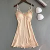 Femmes de nuit Satin pour le cou broderie de soie dames V robe de nuit sans manches vêtements de nuit femmes chemise de nuit Y chemise de nuit nuisettes Drop D Otdib