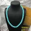 Ensemble de bijoux pour femmes, collier et boucles d'oreilles, perles rondes Turquoise, couches de perles, cadeaux d'anniversaire de mariage, mère et femme, élégants