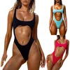 Frauen Badebekleidung Sommer Badeanzüge 2024 Frau Sexy Bikinis Sets einteilige Bikini mit BH-Pads Keine Stahlunterstützung Schwimmkostüm Badeanzug