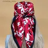 Bandanas Durag Bandanas Design 70x70cm Silk Hijab The Four Seasons Scalves Women New Style Square Headscarf Luxury Sunscreen Beach Kerchief Y240325