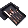 Dinnerware Sets Stainless Steel Cutlery Set 5Pcs Knife Fork Spoon Tableware Flatware Festival Kitchen Gift Accessories