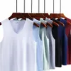 Masculino Verão Ice Silk T-Shirts Sleevel V-Neck Colete Regata Respirável Cool Sports Undershirt Casual Ginásios Correndo Colete M-5XL v80d #