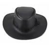 Men mode stor storlek 59 cm faux läder västra cowboy hattar gata utomhus show panama jazz caps sombreros de mujer 240311