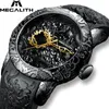 Megalith Fashion Gold Dragon Sculpture Watch Mężczyźni kwarcowe zegarek Waterproof Big Dial Sport zegarki Mężczyźni Watch Top Luksusowy zegar marki L272W