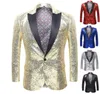 En yeni moda erkek payetler blazer parti şık katı takım blazer iş düğün partisi açık ceket üstleri bluz 8174193