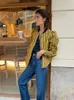 Women's Jackets Fashion Contrasting Stripes Bomber Jacket Women Loose O Neck Long Puff Sleeve Thin Coat 2024 Spring Female Artistic