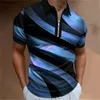 2023 T-shirts Men Zipper Gradient Original Turndown Oversized Quarter Polo Shirt Breathable Tops Men's Clothing Short Sleeve Tee 42ER#