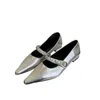 Zapatos informales para mujer, bailarina plana, vestido de oficina, mocasines de marca de Ballet, elegante hebilla de Metal, punta estrecha, Flate