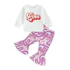 Clothing Sets Baby Boy Outfits Letter Print Long Sleeve Sweatshirt Elastic Pants Set For Infant Girl Valentines Day Clothes