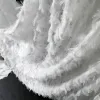Processeurs Lace91 1/2yard blanc fait à la main 3d broderie plumes gland maille tissu dentelle robe de mariée tissu fête maison rideaux vêtements