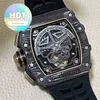 Männliche RM-Armbanduhr, Kalender, Armbanduhr, Datum, luxuriöse Herren-Mechanikuhr, Armbanduhr, mechanisch, Red Devil, Carbonfaser, Tourbillon, hohles Schweizer Uhrwerk, Rm35