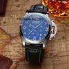 Дизайнерские часы PAM Бренд Роскошные часы Top Panerai Мужская мода с кожаным ремешком Дата Многофункциональные повседневные водонепроницаемые наручные часы Marina из нержавеющей стали