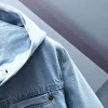 Printemps Automne Veste en jean à capuche pour hommes Hip Hop Jeans Manteau Rétro Jean Veste Street Casual Bomber Veste d'extérieur Sweats à capuche k2PG #