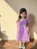 Girl Dresses Summer 2024 Ins Kid Girls Birthday Dress Mesh Puffy Solid Children Evening Toddler Butterfly Patched Baby