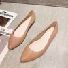 Casual Shoes 2024 Single Women's Pointed Shallow Mouth Flat Heel Soft Sole Sandals Korean Pure Color Waterproof Transparent Jelly