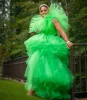 Kleurrijke 2024 Weelderige Groene Tule Prom Dresses Ruches Tiered Lange Split Avondjurken Feestjurk Tot Verjaardag Plus Size