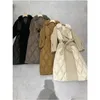 Wool Blends 2023 Ivory/Black/Camel/Ciemna brązowa gęś Down Women Płaszcz Designer Podwójna patchworka Argyle Mink Obrożność 110502 Drop d otlwy