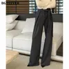 Pantaloni da donna BGTEEVER Pantaloni larghi allacciati alla moda a gamba larga Donna Primavera Estate Abito dritto a vita alta per