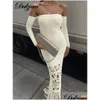 Basic & Casual Dresses Dzura Autumn Knitted Tassel Y2K Clothes Long Sleeve Backless Tube Bodycon Maxi Dress For Women Club Party Eleg Dhbej