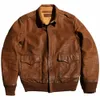 Fi marque cuir de vache aviateur veste peau de vache Bomber manteau pour homme en cuir véritable pardessus vol homme vêtements style américain h1Wm #