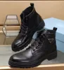 Botas masculinas de inverno monolíticas, couro preto escovado, nylon, cadarço, sola de borracha técnica, bota de combate para cavalheiro, caminhada EU38-45