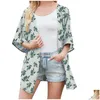 Womens Swimwear Chiffon Casual Loose Open Front Er Ups Tops Summer Women Printing Kimono Long Cardigan Blouse Shawl Beachwear Drop Del Ot4Ng