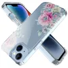 Étuis antichoc en TPU IMD souple pour iPhone 15 Pro Max 14 Plus Samsung S24 Ultra Fashion Floral élégant Silicone quatre cônes transparents couverture arrière de téléphone portable