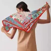 Sarongs 90cm وشاح الحرير النسائية زهرة المطبوعة مربع وشاح رأس الحرير الحرير Fluards Kerchief ملف