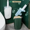 Brosses Brosse de toilette en Silicone et support, brosse de nettoyage murale, anti-fuite d'eau, sans Angle mort, brosse de toilette de nettoyage de salle de bains