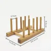 Kitchen Storage Cutting Board Organizer Wooden Dish Drying Rack With Anti-skid Design For Cabinet Organization Drainage Stand Pot Lid Plate