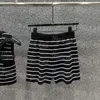 Роскошные полосатые женские танки шорты вязаные вязаные наборы сексуальных вязаных синглетных шорт наряды летние тонкие повседневные синглеты набор