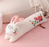 Длинная мягкая плюшевая подушка с мультяшным кроликом и цветочной вышивкой, домашний диван, спальня, подарок в стиле аниме 240306