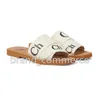 Dames Woody slides Designer canvas rubberen slippers wit zwart beige zeil dames muilezels platte sandalen mode buiten strandschoenen