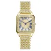 Luxusmenschen Watch Women Mode römisch Full Diamond Square Womens Watch Quarz