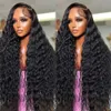 Kdmidun Wave Front pré -arrancou 28 polegadas 13x6 HD LACE transparente Frontal 180% Densidade de densidade Glueless Deep Curly Human Hair Wigs para mulheres Black Natural