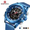 Naviforce nouveau 9153 sport numérique militaire hommes montre haut de gamme bracelet en acier de luxe montre-bracelet Relogio Masculino montre homme265R