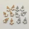 arrival 15x9mm 50pcs Copper Cubic Zirconia Feather shape Charm For Earrings PartsHand Made Earrings Findings Jewelry DIY 240315