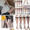 Socks Hosiery Women Pantyhose Spring Summer Mesh Womens Silk European And American Y Long Fishnet Lattice With Diamond Drop Delivery A Otahf