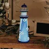 Candle Holders Ocean Lighthouse Candlestick Sea Decor Night Lamp LED Lights Iron Bedside Seaside Ornamental Desktop