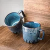 Muggar högt värde kaffekopp ins retro blå mugg hem sovsal keramisk stor dricka