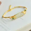 Charm Armband Natural Stone Peace Bean Armband S925 Sterling Silver Gilding Bamboo Joint Jade Niche Retro French