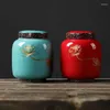 Storage Bottles Modern Irregular Painted Ginkgo Leaf Porcelain Jar Ceramic Seal Tea Coffee Candy Tank Moisture-proof Kitchen Food Seasoning