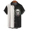 Estate Hawaiian Skull uomo coreano floreale camicia casual manica corta Harajuku digitale 3D stampa oversize importato abbigliamento d5XG #