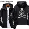 Motorcykel med Skull Hjälm Wrench Biker Cafe Racer Skull Men Women Casual Windbreaker Sports Pilot T Shirts Jacket 5xl B8RF#