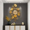 Väggklockor klocka modern vardagsrum dekoration stor lyx hem dekor metall klocka ginkgo konstmålning reloj de pared