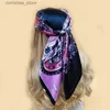 Bandanas Durag Luxo Marca de Seda Cetim Lenço Quadrado Mulheres Hijab Bandana Lenços Muçulmanos Senhoras Headband Lenço Foulard 90cm Y240325