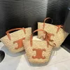 Bolso de playa de lujo para mujer, bolsos de paja de diseñador, gran capacidad, cesta de comestibles hueca, bolso de hombro, bolso de compras de moda