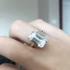 Wedding Rings Wedding Rings 925 Sterling Silver Yellow Gold Engagement Emerald Cut Ring Simulated Diamond Wedding Silver Bridal Rings Women Jewelry Lover 231121